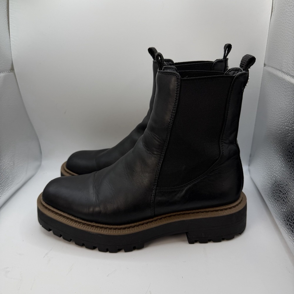 Sam Edelman Laguna Chelsea Boots Womens 8M Black Leather Lug Sole Weatherproof